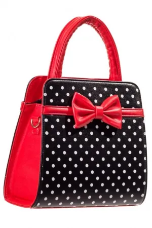 Carla Polka Dot Bow Handbag in Black & Red Elegant Travel Neutral Tone