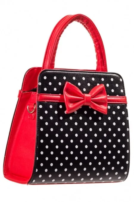 Carla Polka Dot Bow Handbag in Black & Red Elegant Travel Neutral Tone