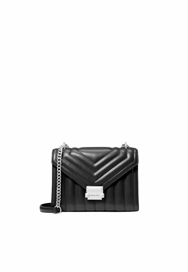 Michael Kors Whitney Medium Quilted Shoulder Bag In Black 35R4SWHL6U Functional design ensures all your items are easily accessible