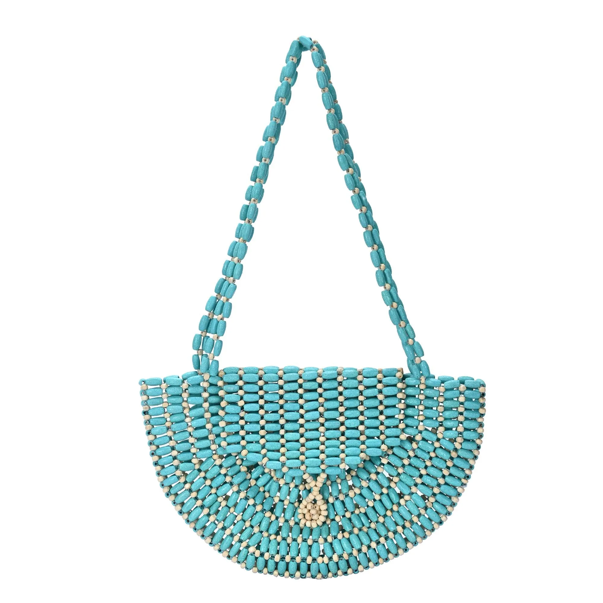 Luna's Wooden Beaded Crescent Shoulder Bag Flexible Comfort Adjustable strap to ensure the perfect fit for your comfort