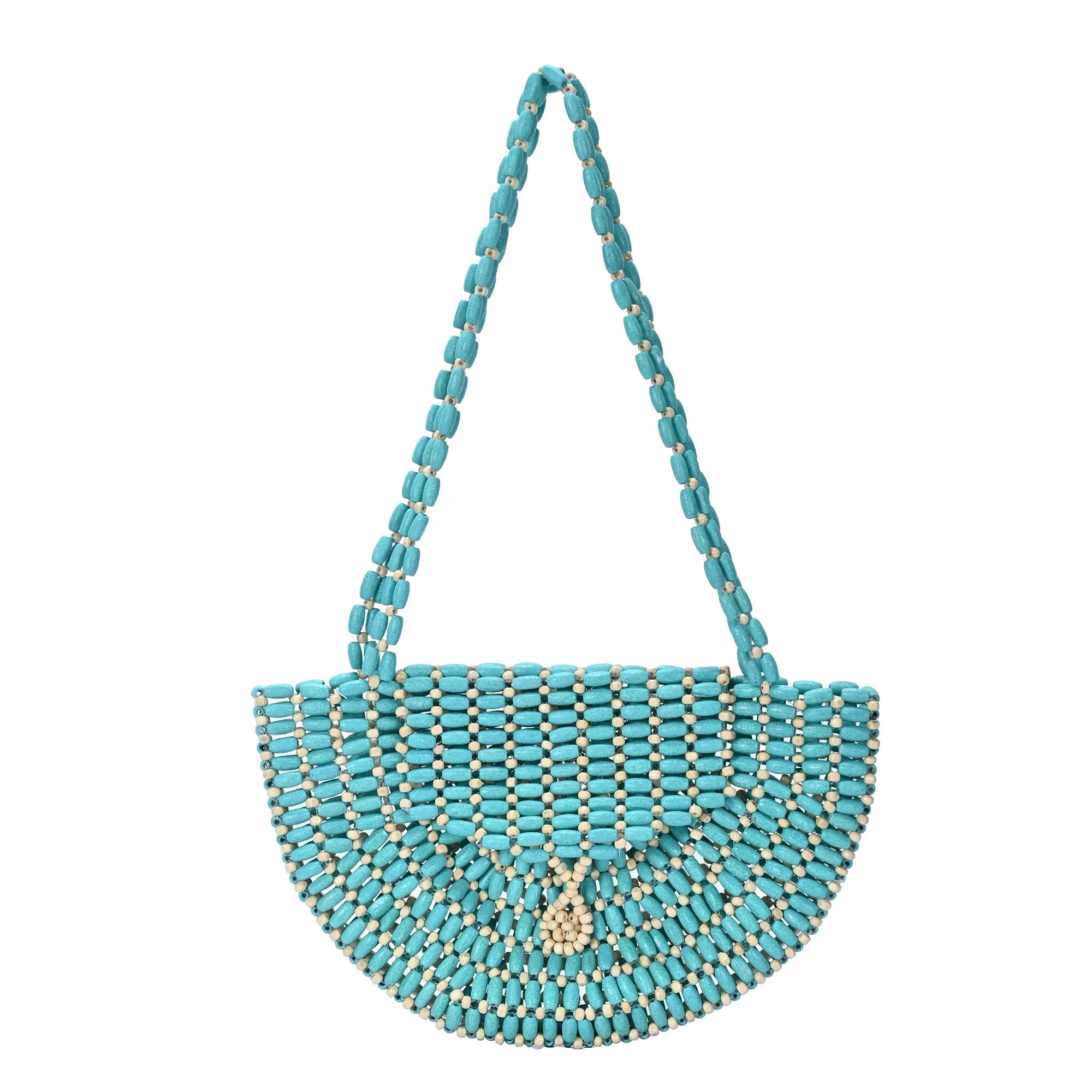 Luna's Wooden Beaded Crescent Shoulder Bag premium design