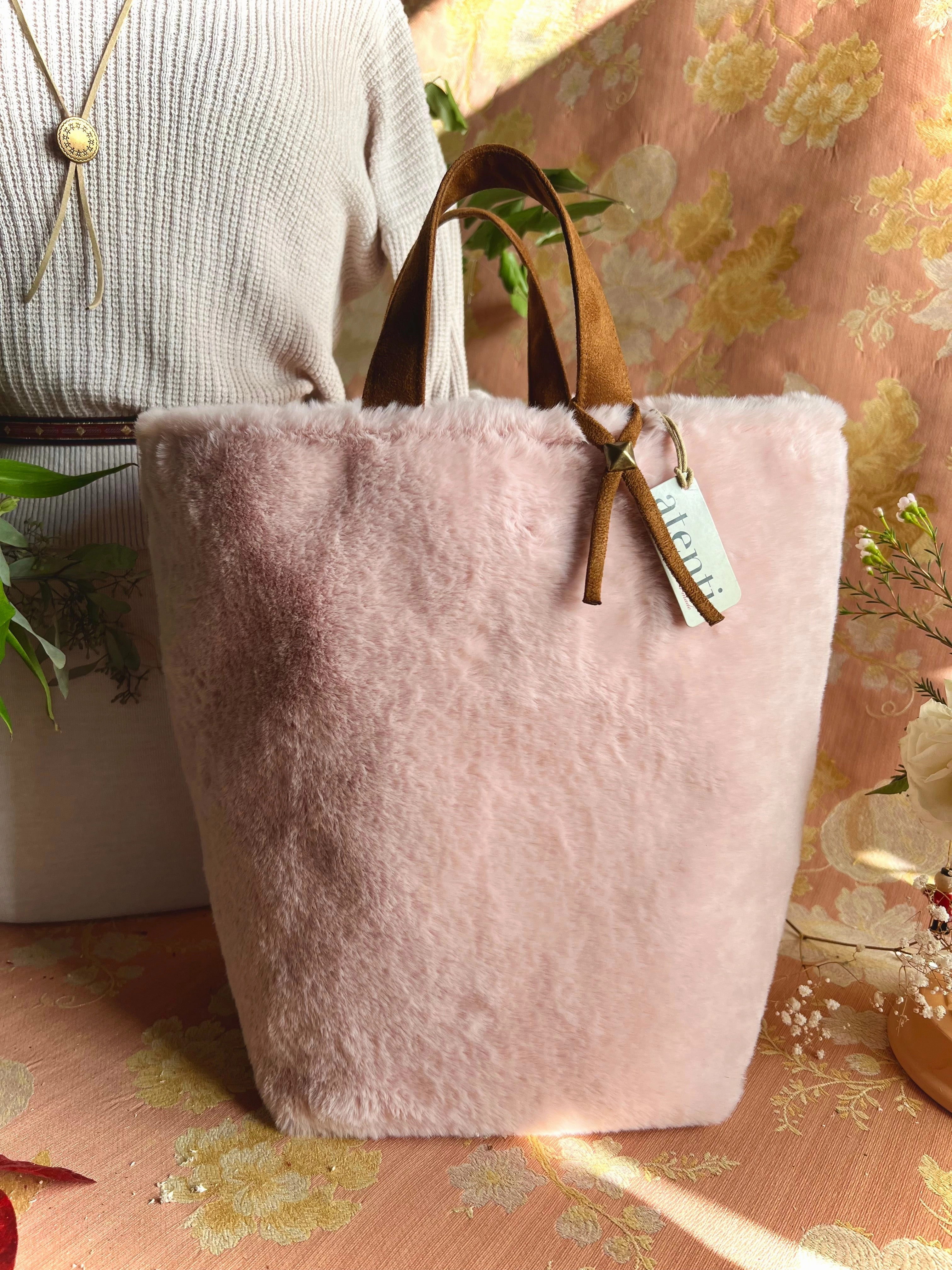 Chic Minimalism Himalaya Hope Basket, Handmade USA Faux Fur Project Bag