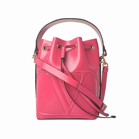 Valentino Garavani VLogo Walk Bucket Crossbody Bag Pink Calf Leather Minimal Look Ergonomic Comfort