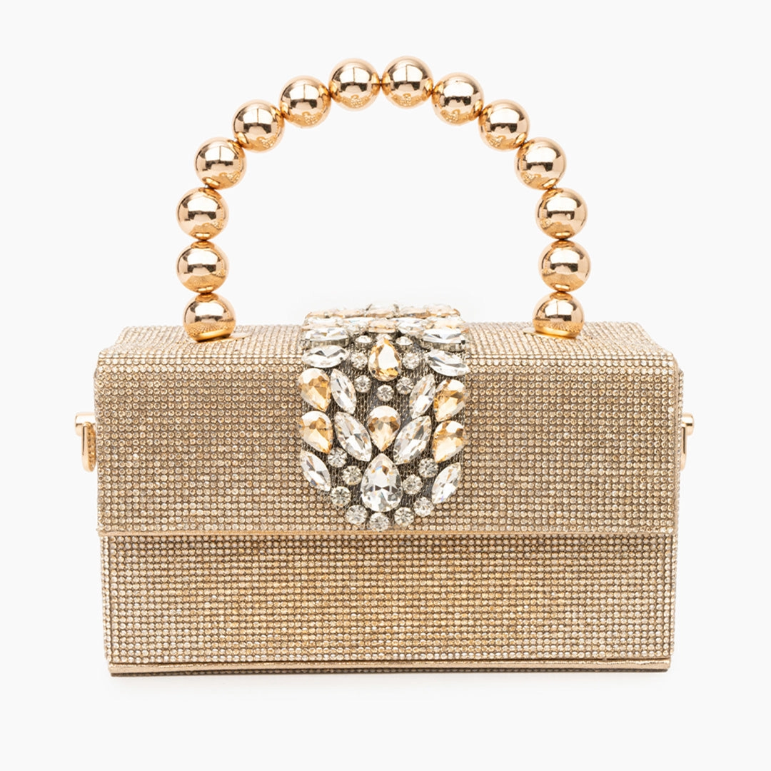 simple design Celeste | Gold Crystal Embellished Evening Clutch ?C Glamorous & Luxe