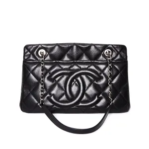 CHANEL Matelasse CC Timeless Tote Bag Black Caviar Leather Subtle Hue