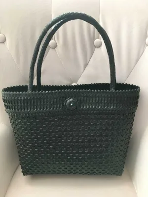 Basket Style Tote Bag in Black Timeless Design Elegant Upgrade