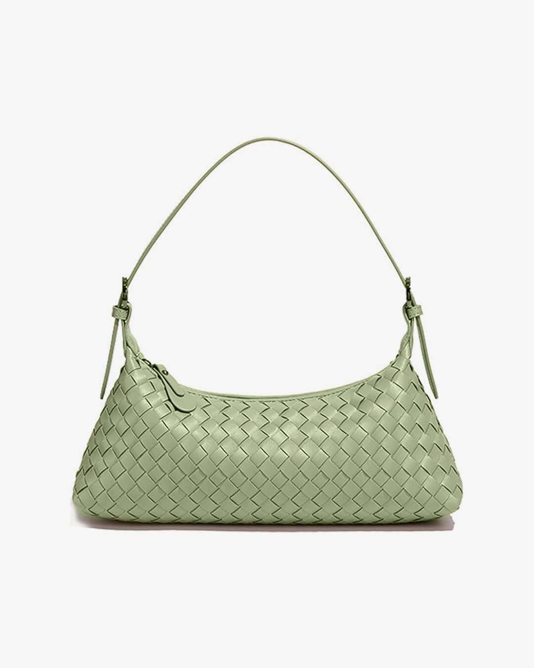 Vegan Leather Woven Shoulder Bag ?C Elegant Handbag with Adjustable Strap Soft Leather