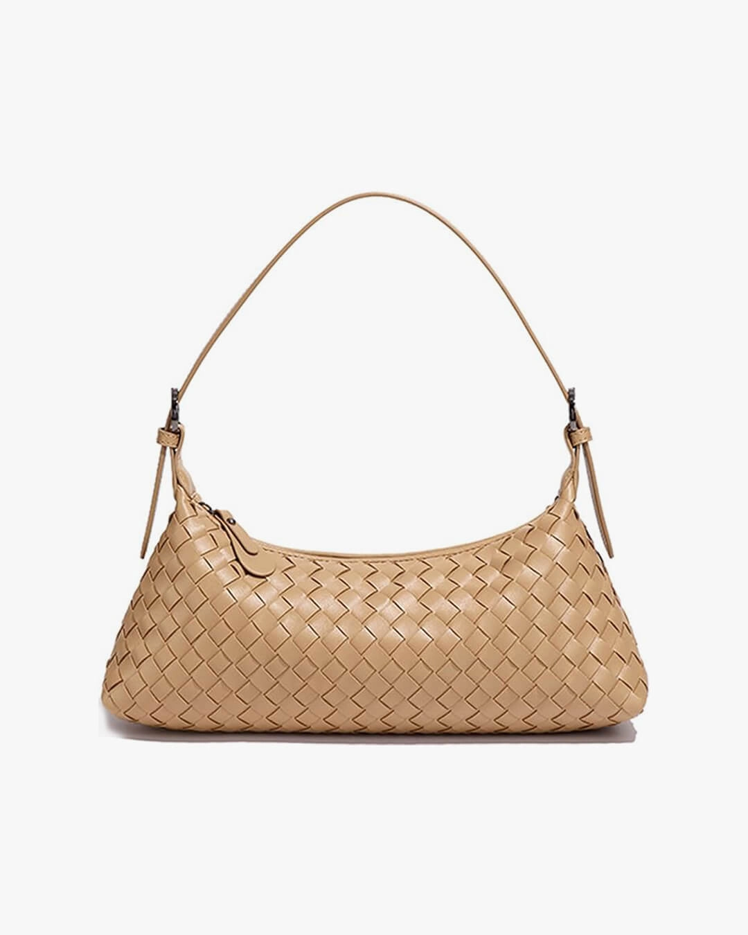 Vegan Leather Woven Shoulder Bag ?C Elegant Handbag with Adjustable Strap Minimal Edge Customizable style