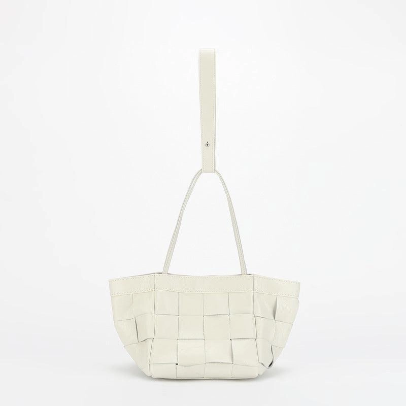Weekend Escape Urban practicality Women's Soft Luxurious Calfskin Leather Handwoven Bucket Shoulder Bag, Crossbody Bag