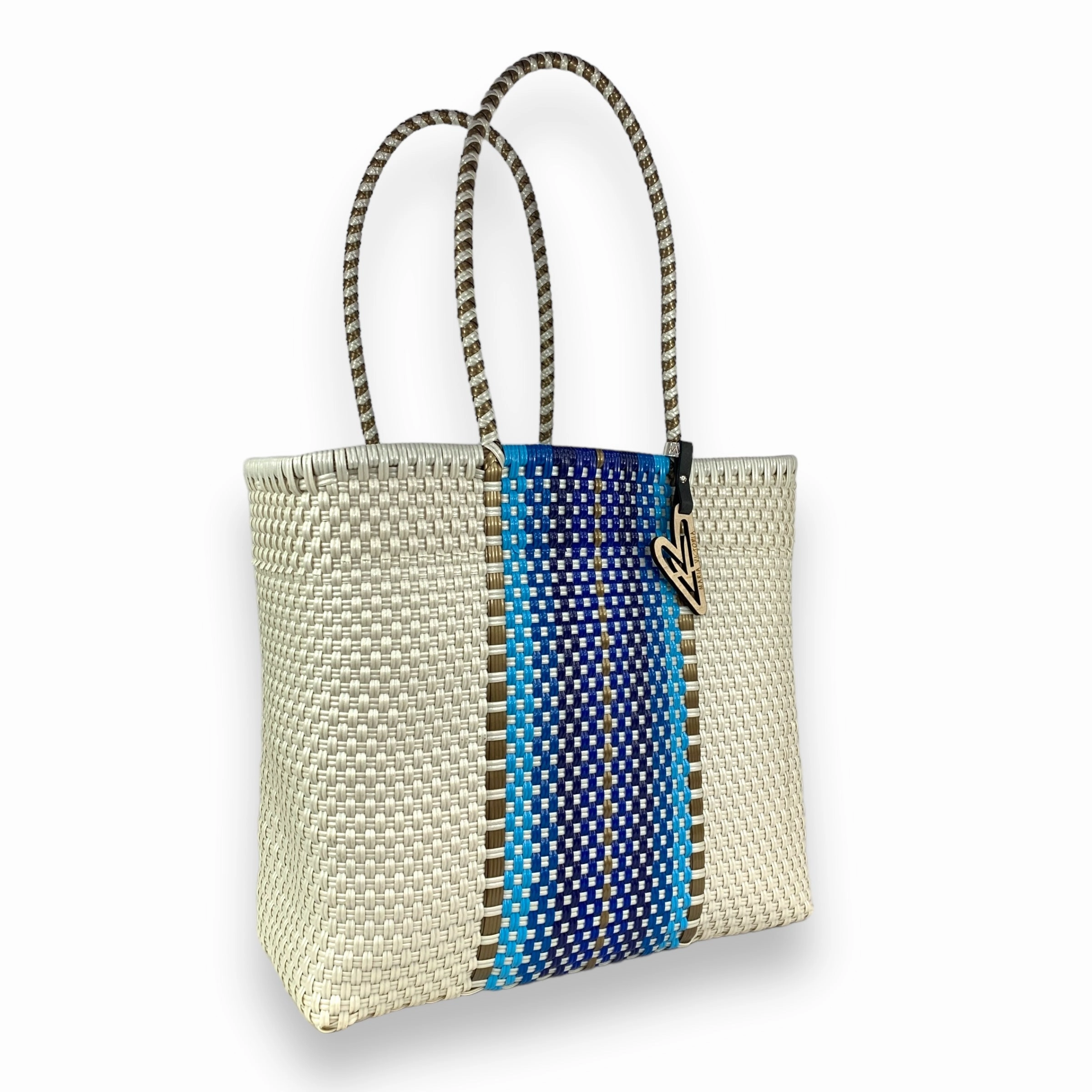 Travel Event Maria Victoria | Cabo Tote | Upcycled, Handwoven, Ivory&blues Tote