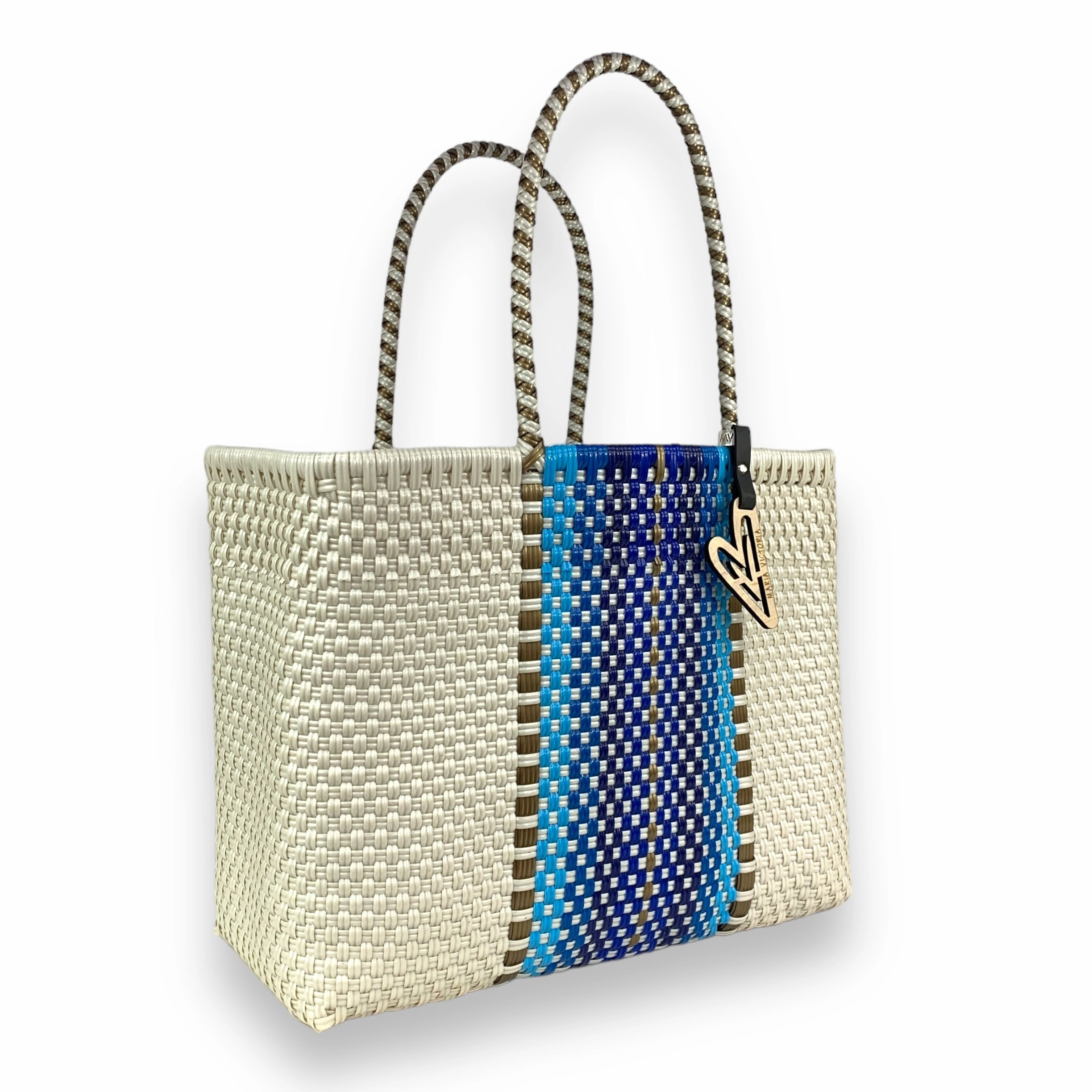Casual Life Sustainable Living Maria Victoria | Cabo Tote | Upcycled, Handwoven, Ivory&blues Tote