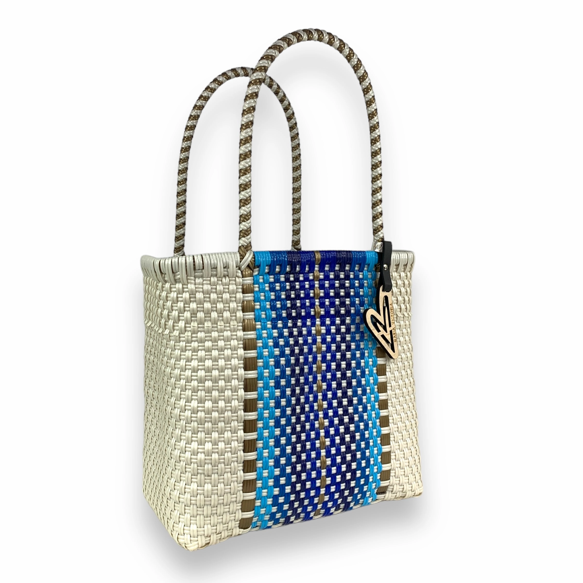 Daily Wardrobe Organized Living Maria Victoria | Cabo Tote | Upcycled, Handwoven, Ivory&blues Tote