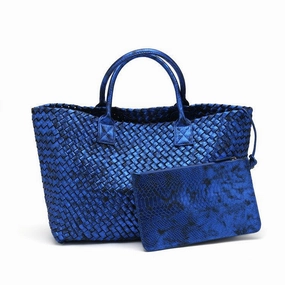 Chic Serpent Print Tote Bag - Luxurious Metallic & Vivid Hues Handwoven Vegan Leather Tote/Weekend Bag Timeless Simplicity Functional Form