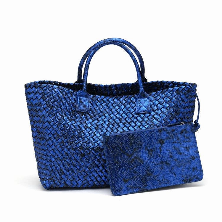 Chic Serpent Print Tote Bag - Luxurious Metallic & Vivid Hues Handwoven Vegan Leather Tote/Weekend Bag Timeless Simplicity Functional Form
