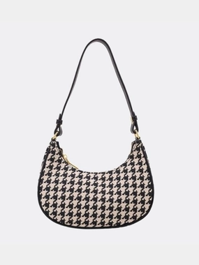 Clara Houndstooth Crescent Bag ?C Classic Shoulder Bag Street Aesthetic Elegant Detail