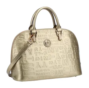 Functional Elegance Elegant accessory Misty Metallic Shine Top Handle  Genuine Leather Bag  [Made in Italy]