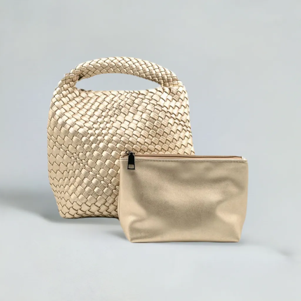 Sammy Champagne Small Tote BC Bag With Strap Functional Storage Sophisticated Edge