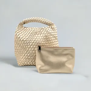 Sammy Champagne Small Tote BC Bag With Strap Functional Storage Sophisticated Edge