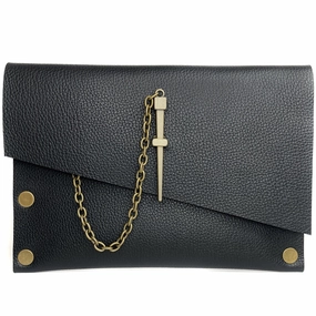 Exclusive Style Stylish Detail Classic Black Dagger Clutch - Antique Gold