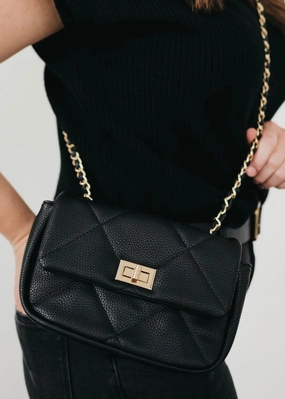 Fashion Vibe Polished Surface The Queenie Crossbody Handbag Black