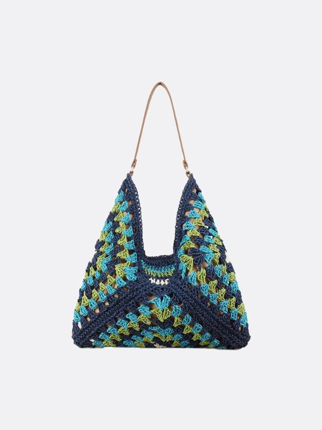 Everyday Portability Crochet Woven Triangle Shoulder Bag ?C Boho Handcrafted Look