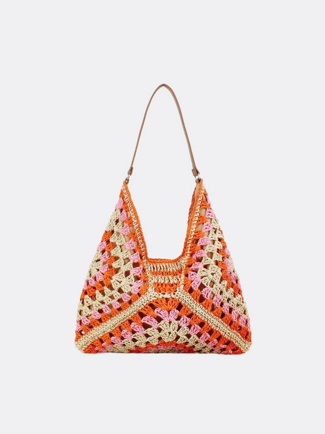 Crochet Woven Triangle Shoulder Bag ?C Boho Handcrafted Look Work Lifestyle Night Out