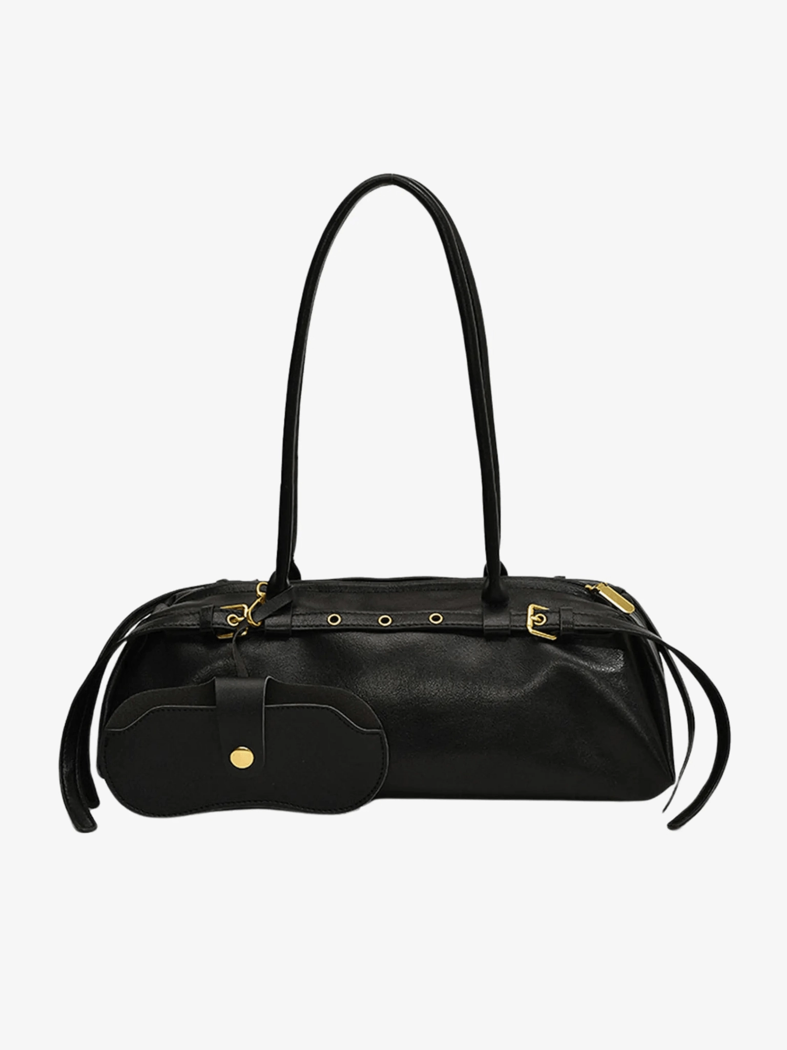 Sylvaris | Black Leather Shoulder Bag ?C Sleek & Sophisticated Street Style