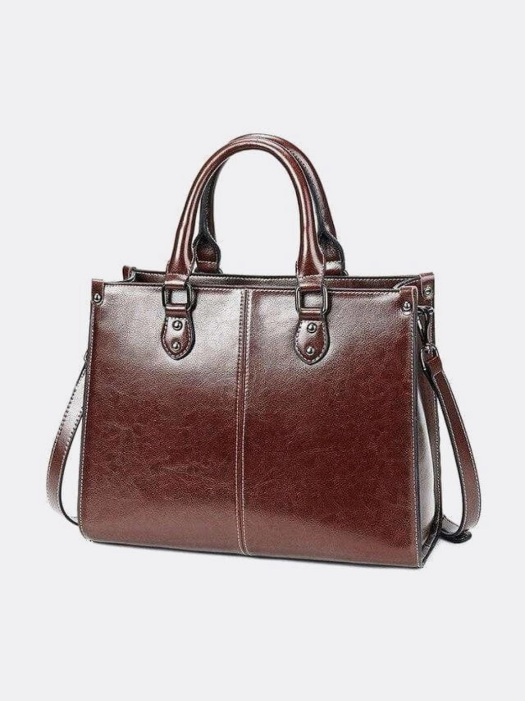 Vintage-Style Camel Leather Tote Bag ?C Professional & Timeless Travel Ready