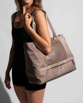 Trendy Aesthetic Louenhide Madden Nylon Convertible Tote Bag 7445N Black, Coffee