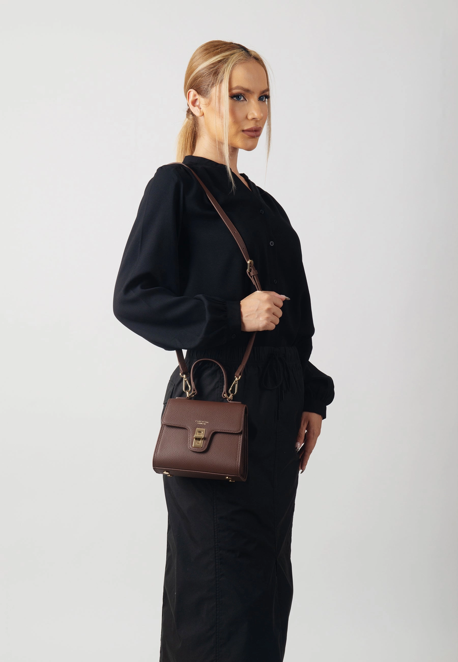 Travel Necessity Chloe Genuine Leather Handbag (Brown)