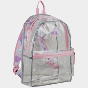 Clear Backpack with Printed Straps & Front Diamond Lash Tab High Performance Outdoor Durability Design