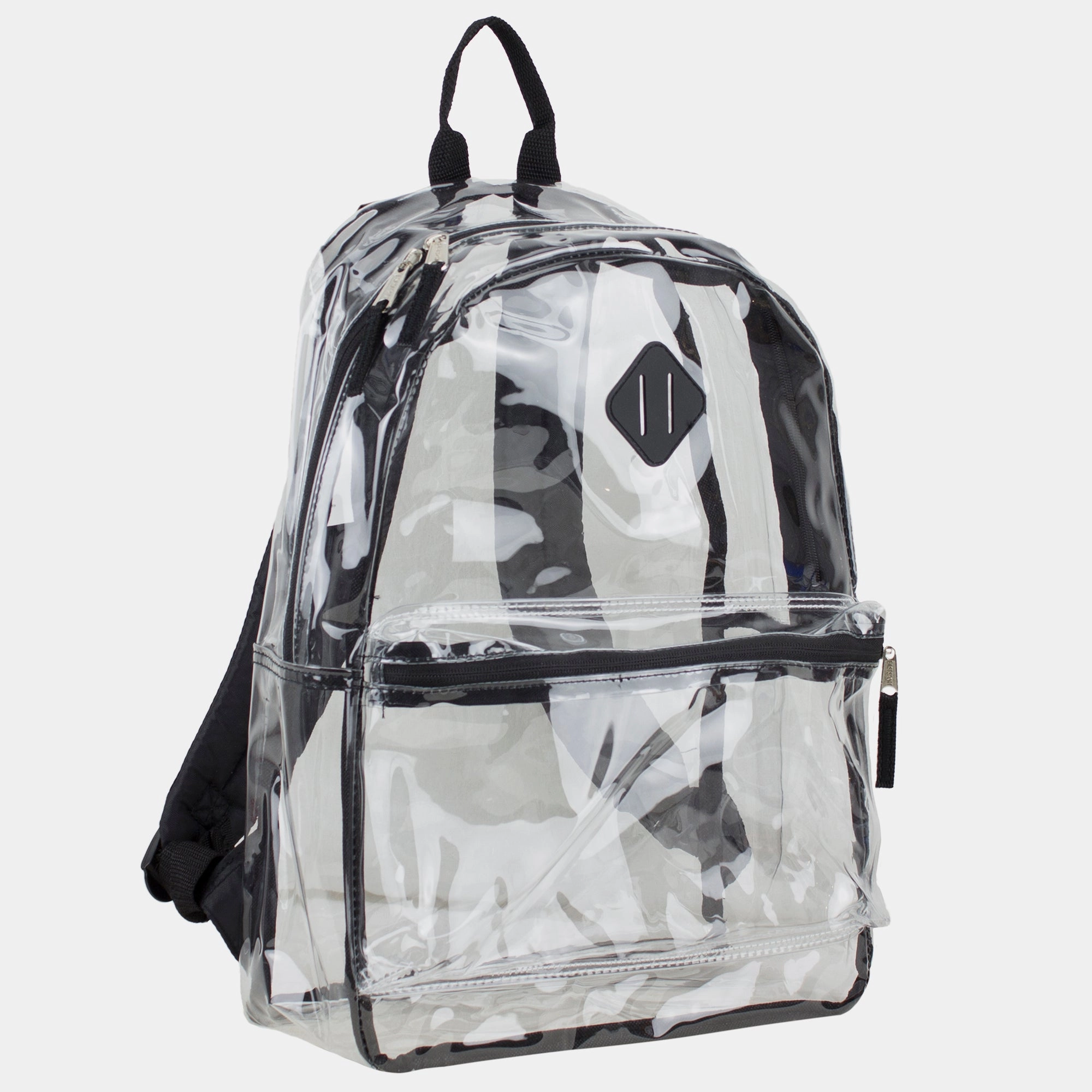 Easy Access Clear PVC Backpack with Front Diamond Lash Tab and Colorful Adjustable Padded Straps