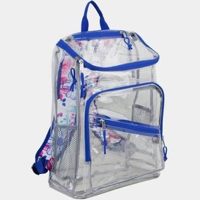Work Essentials Gear Effortless Style Clear PVC Top Loader Backpack with Adjustable Printed Straps