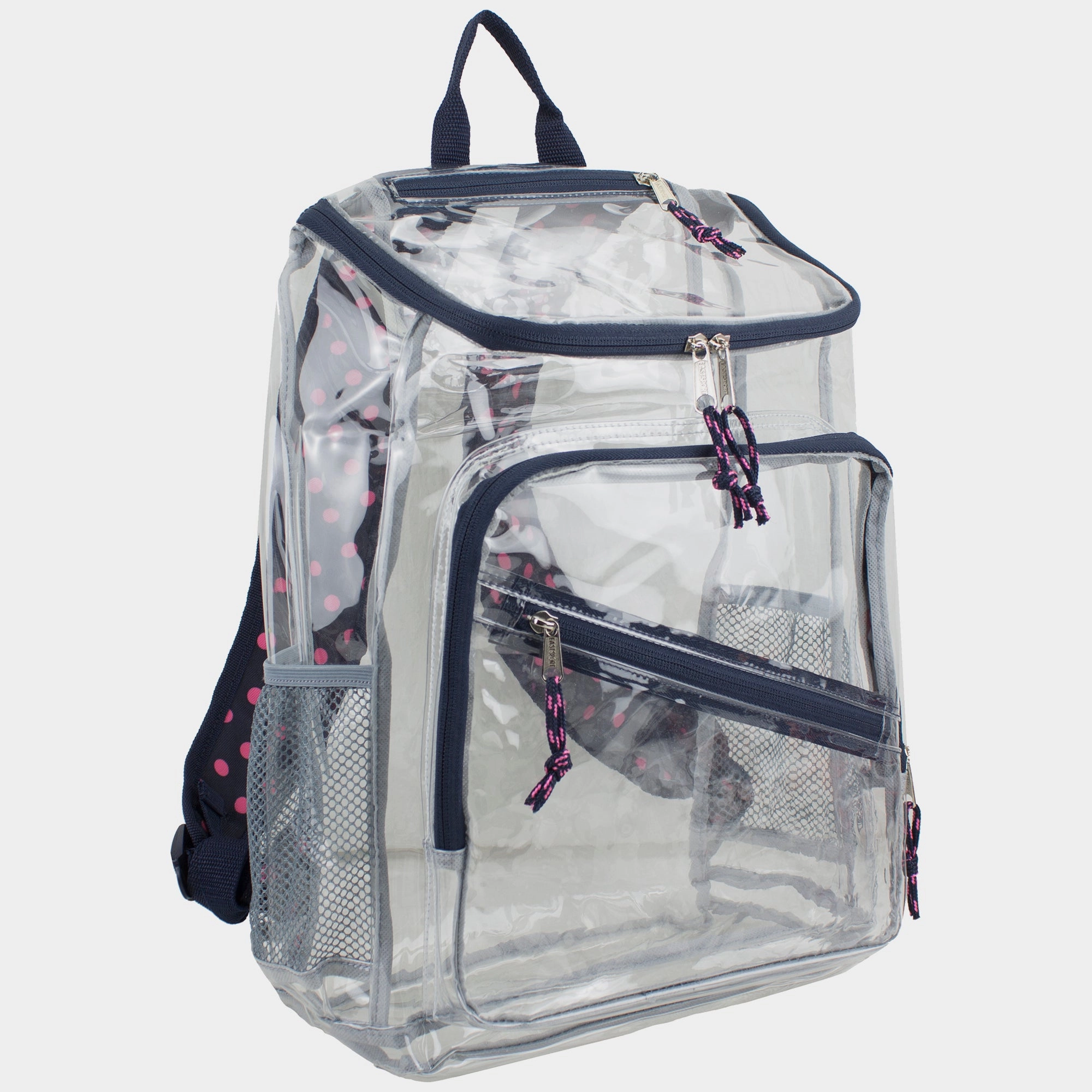 Clear PVC Top Loader Backpack with Adjustable Printed Straps Outfit Essential