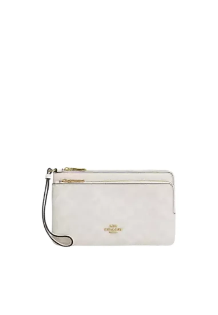 Coach Double Zip Signature Canvas Wallet In White Chalk CX161 Modern Gear Convenient card keeper
