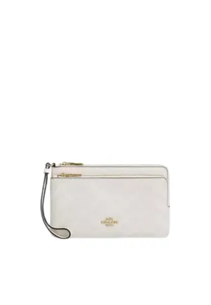 Coach Double Zip Signature Canvas Wallet In White Chalk CX161 Modern Gear Convenient card keeper