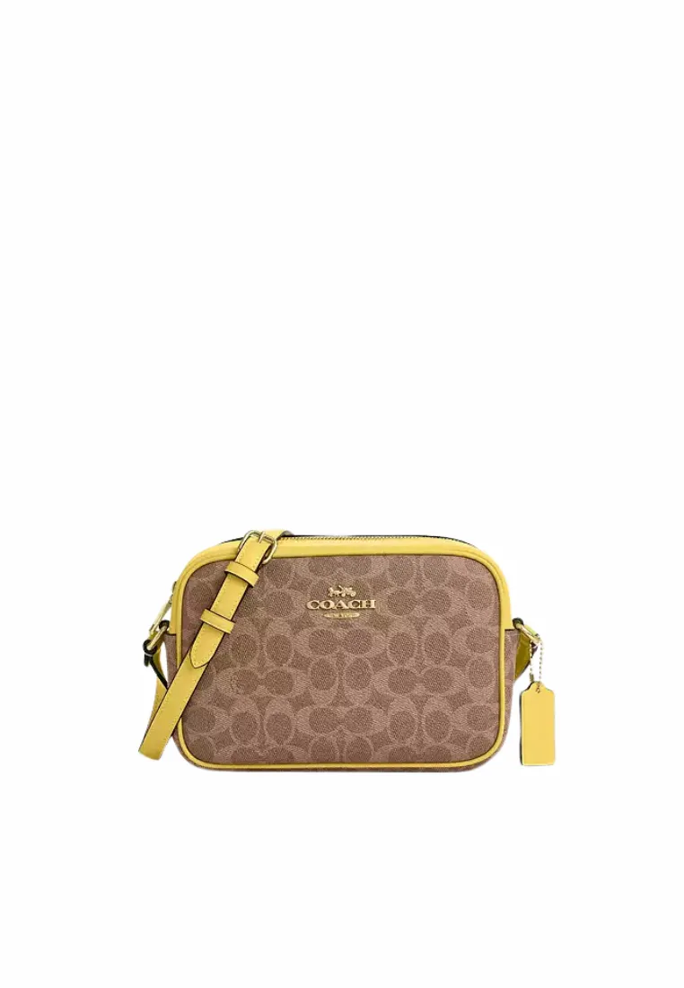 Coach Jamie Camera Bag Signature Canvas In Tan Yellow CZ186 Lightweight Lifestyle Fashion