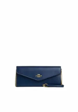 Trendy Commuter Look Outdoor Active Style Coach Klare Wallet With Chain In Deep Blue CBI22