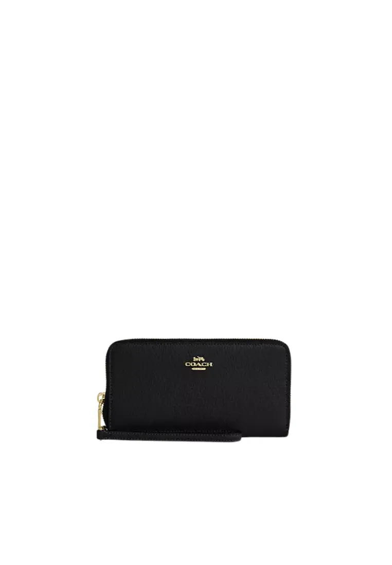 Chic Fit Coach Long Zip Around Wallet With Detachable Card Case In Signature Canvas In Black Cbz98