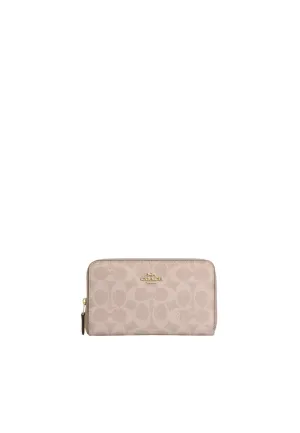 Minimal Design Coach Medium ID Zip Wallet Signature In Sand Chalk CW781