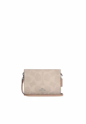 Coach Slim Crossbody Bag Signature Canvas In Sand Taupe CAR12 Practical Everyday Style