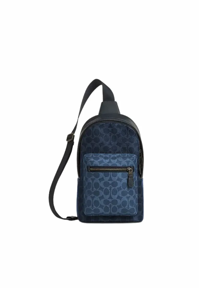 Coach West Pack Crossbody Bag Blocked Signature In Denim/Light Denim CBI92 Travel Companion