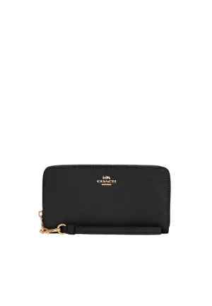Coach Zip Around C3441 Long Wallet In Black Durable Build Everyday Modernity