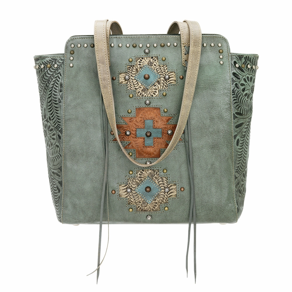 American West Handbag Navajo Soul Collection: Leather Shoulder Tote Casual Style