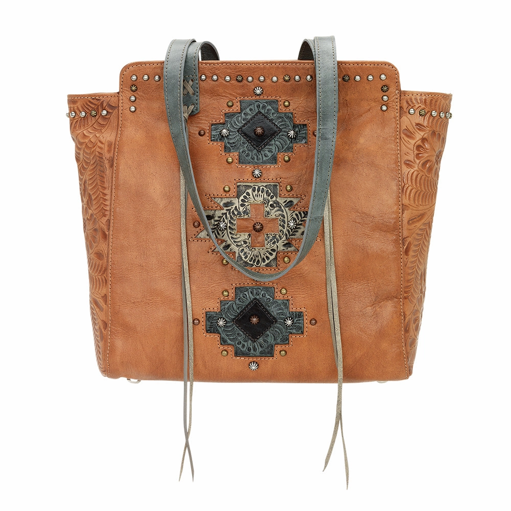 American West Handbag Navajo Soul Collection: Leather Shoulder Tote Weekend Style
