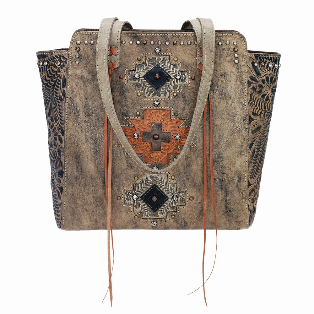 Everyday Functionality American West Handbag Navajo Soul Collection: Leather Shoulder Tote