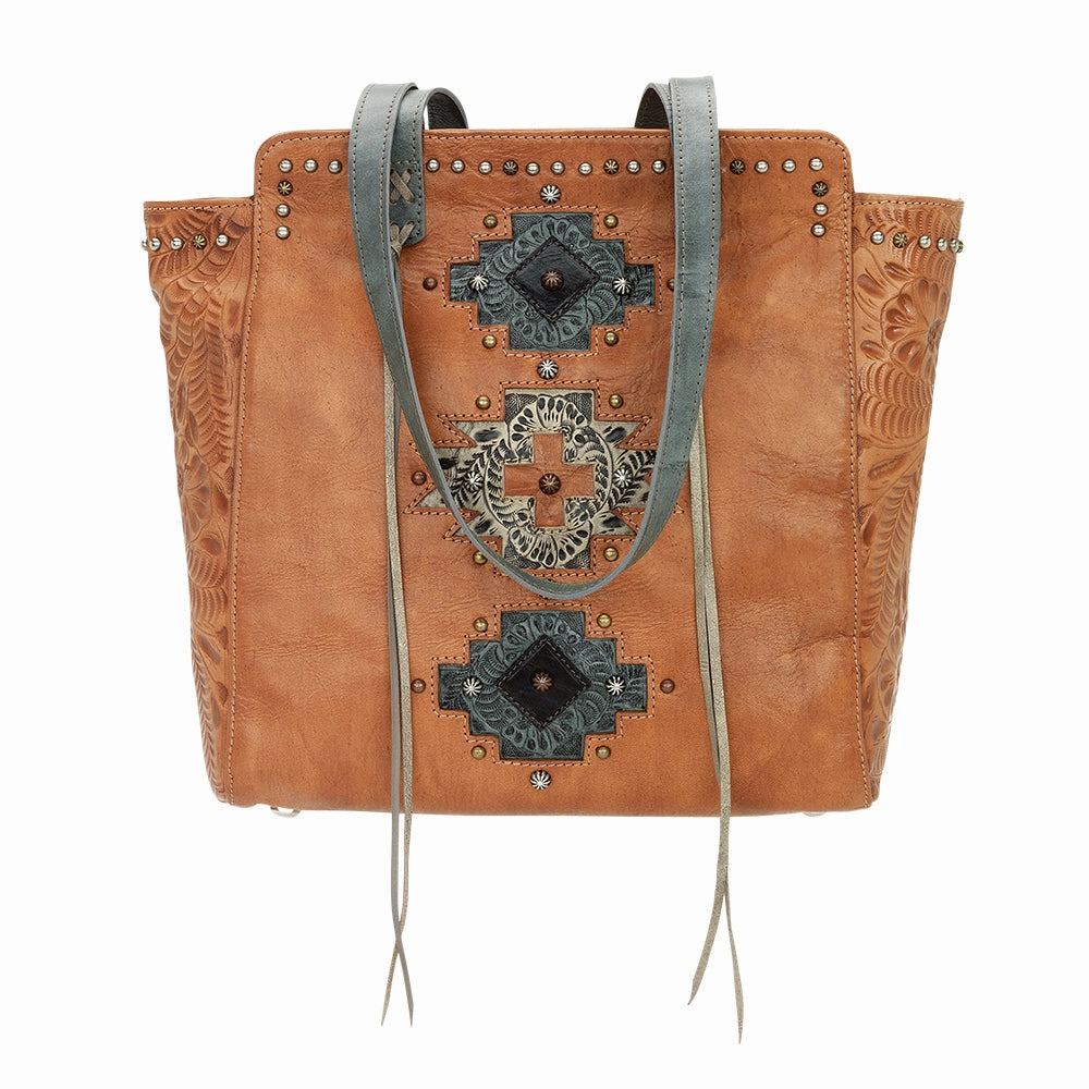 Modern Sophistication American West Handbag Navajo Soul Collection: Leather Shoulder Tote