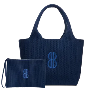 Sutton City Tote - Navy Stripe Monogram - Large All Day Use Office use