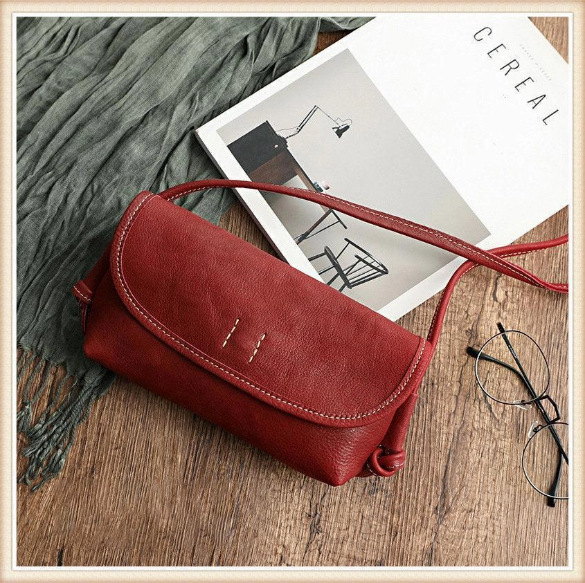 Practical Travel Italy Cowhide Leather Shoulder Bag | Small Vintage Shoulder Bag | Natural Leather Purse | Handmade Leather Bag | Gift for Her