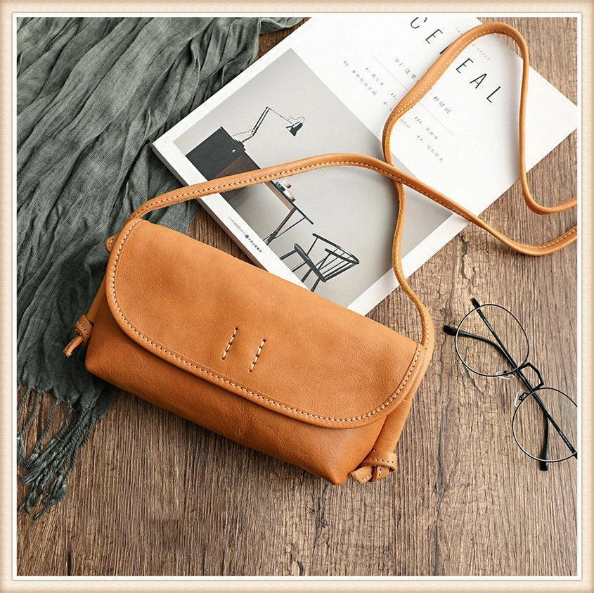 Casual Journey Italy Cowhide Leather Shoulder Bag | Small Vintage Shoulder Bag | Natural Leather Purse | Handmade Leather Bag | Gift for Her